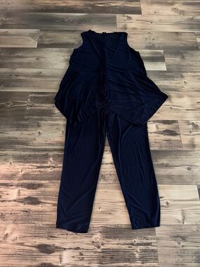 Women's Navy Sleeveless pant suit